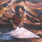 N´gombo - Niña escribiendo - Dimensiones - 92x75